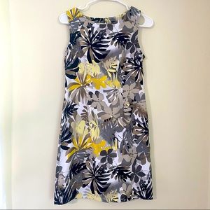 Connected Apparel Yellow and Grey Floral Sheath Sleeveless Dress 8p